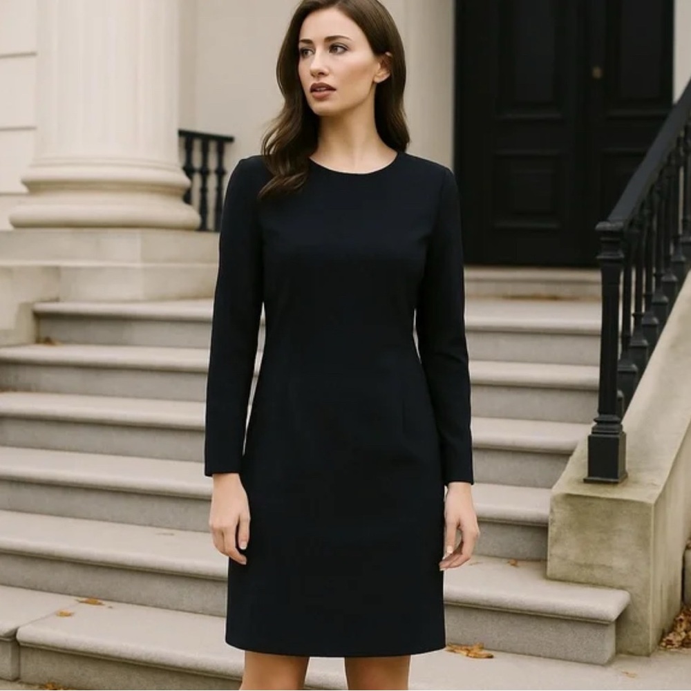 J. Crew Classic Black Long Sleeve Dress